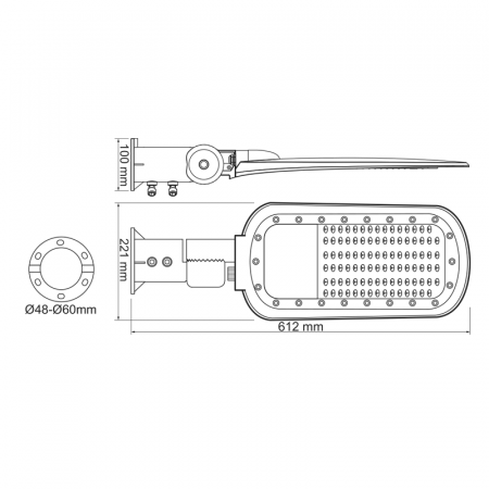 Corp De Iluminat Stradal LED 100W 14000LM 4000K 140x90˚ clasa I 230V AC IP66 [2]