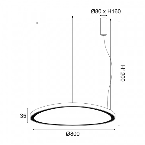 CORP DE ILUMINAT SUSPENDAT LED 73W CCT 5800LM HARMONY NEGRU ALUMINIU IP20 D80XH120CM [1]