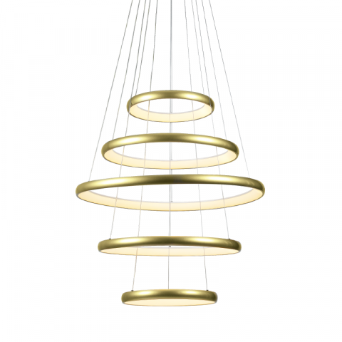 Lampi Suspendate - CORP DE ILUMINAT SUSPENDAT LED 80W 6400LM CCT IP20 AUR METAL+ ACRILIC