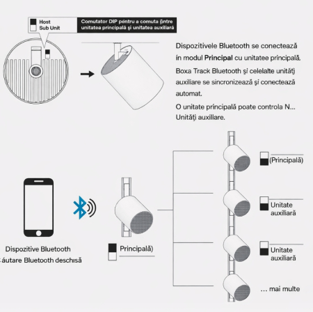 Difuzor Bluetooth pentru Sina Magnetica 24V – 10W | Sistem Audio Integrat în Tavan [2]