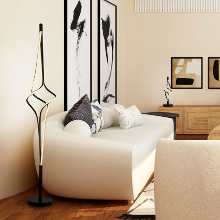 Iluminat De Podea Led 48w 3800lm Cct Ip20 Aluminiu Negru + Acrilic [1]