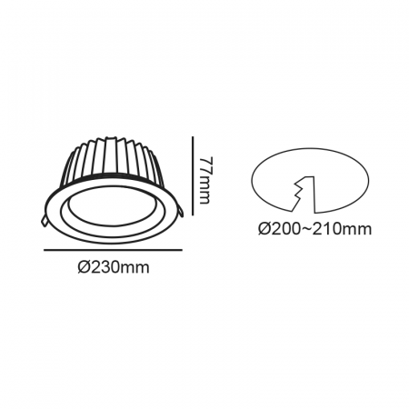 LAMPA INCASTRA LED ALBA 40W 6500K 5000Lm 100° 230V AC Ra80 Φ230*77MM [1]