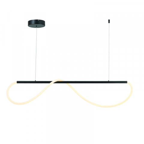 Lampi Suspendate - LAMPA SUSPENDATA LED 36W 3000K 2000LM WAVE BLACK METAL IP20 120Χ6XΗ215CM