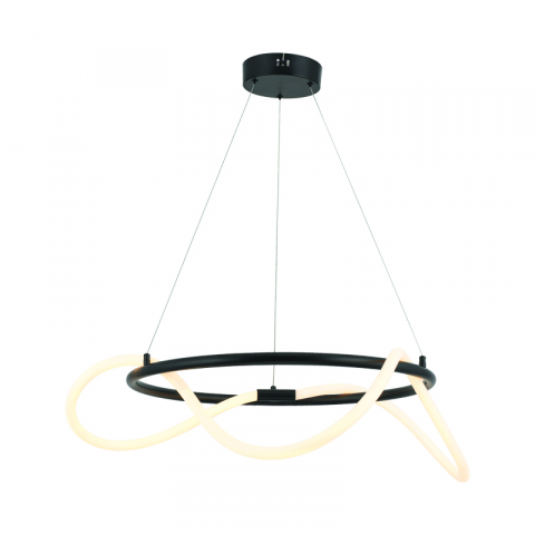 Lampi Suspendate - LAMPA SUSPENDATA LED 36W 3000K 2100LM WAVE BLACK METAL IP20 D60XH230CM