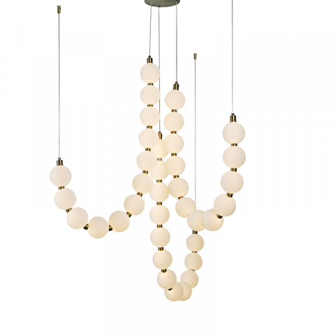 Corp iluminat LED - LAMPĂ SUSPENDATĂ LED 54W 4000LM 3000K IP20 AURIU ALUMINIU + ACRILIC