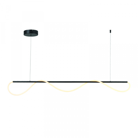 Lampi Suspendate - LAMPA SUSPENDATA LED 60W 3000K 3300LM WAVE BLACK METAL IP20 190Χ6XΗ215CM