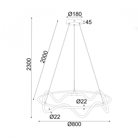 Lampa Suspendata LED 60W 3000K 3400LM W negru metal IP20 D80XH230CM [2]