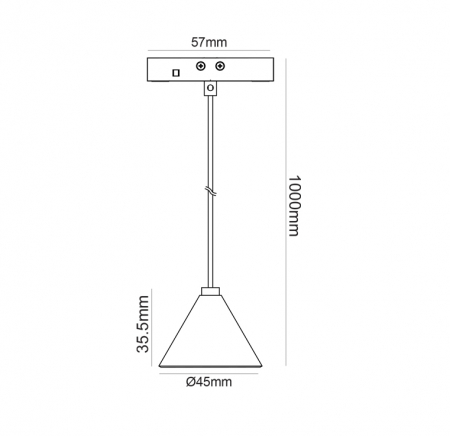 Mini corp de iluminat suspendat magnetic negru 24V DC 2W 4000K 170LM 36° RA90 5 ANI Φ45*35,5(1000)ΜΜ [1]