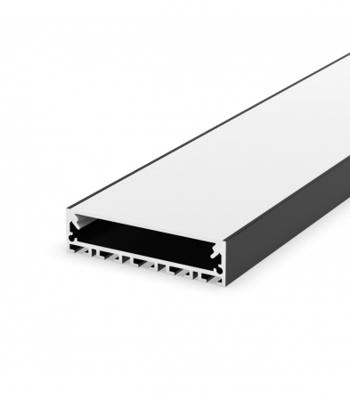 Profil Banda LED - Profil Aluminiu LED negru P20-1 Dispersor opal 2M