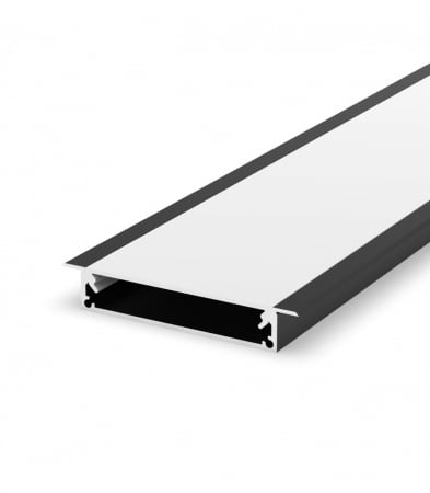 Profil led incastrat - Profil Aluminiu LED negru P21-1 Dispersor opal 2M