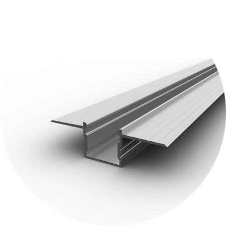 Profil led incastrat - Profil Aluminiu LED argint anodizat P18-3 Dispersor opal 2M