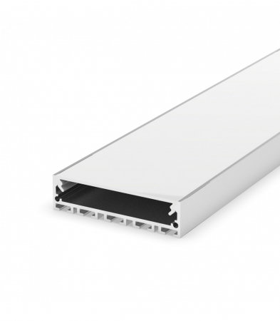 Profil led aplicat - Profil Aluminiu LED argint anodizat P20-1 Dispersor opal 2M