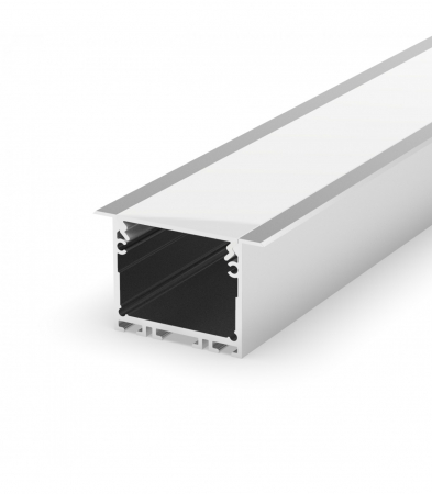 Profil Banda LED - Profil Aluminiu LED argint anodizat P22-1 Dispersor opal 2M
