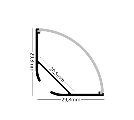 Profil LED de colț din aluminiu 29,7 × 29,7 mm – 2 m LP204 [1]