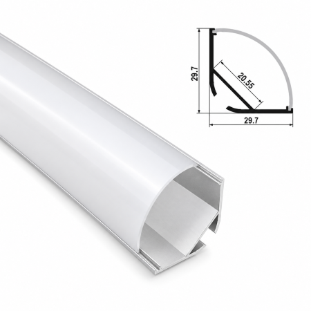 Profil LED colt - Profil LED de colț din aluminiu 29,7 × 29,7 mm – 2 m LP204