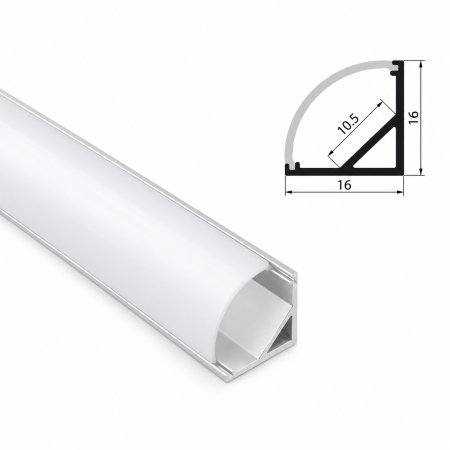 Profil LED colt - Profil Aluminiu LED Colt LP202 Dispersor opal 2M