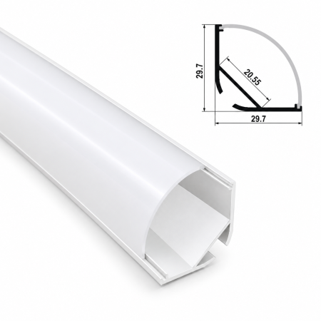 Profil LED colt - Profil LED de colț din aluminiu 29,7 × 29,7 mm – 2 m LP204W