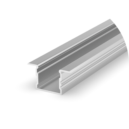 Profil led incastrat - Profil Aluminiu LED argint anodizat P18-2 Dispersor opal 2M