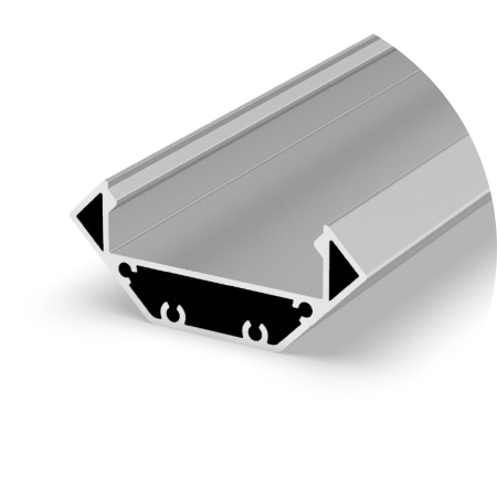 Profil LED colt - Profil Aluminiu LED argint anodizat P3-3 Dispersor opal 2M