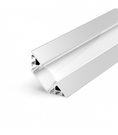 Profil led incastrat - Profil Aluminiu LED argint anodizat P7-1 Dispersor opal 2M