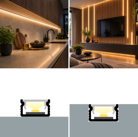 Profil LED aluminiu LP131W Alb, aplicat, 12×7 mm, + Dispersor Opal 2M [4]