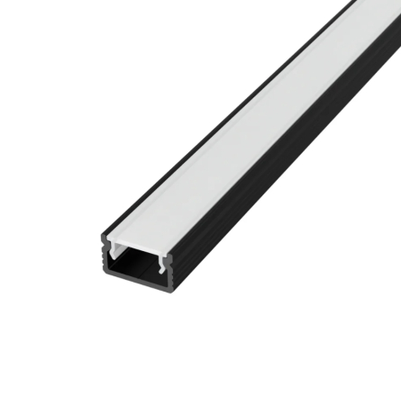 Profil Banda LED - Profil LED aluminiu LP131B Negru, aplicat, 12×7 mm, + Dispersor Opal 2M
