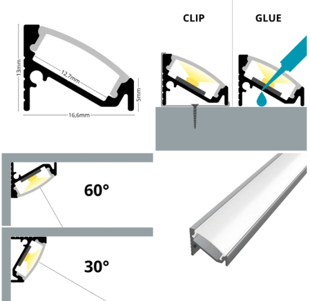 Profil LED champagne de colț LP206CH din aluminiu – 2 m [1]