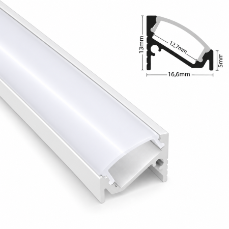 Profil Banda LED - Profil LED alb de colț LP206W din aluminiu – 2 m