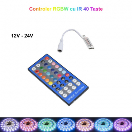 Controler Banda LED - MINI CONTROLER LED RGBW + TELECOMANDA IR 40 TASTE