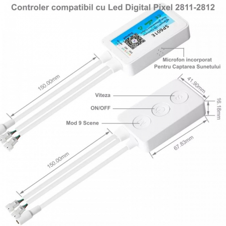 CONTROLER LED PIXEL 2CH CU BLUETOOTH SP601E [1]