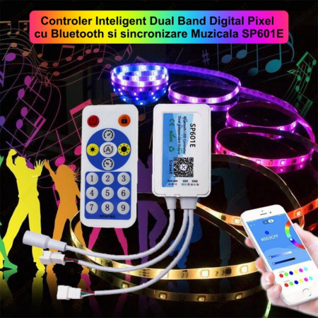 Controler Banda LED - CONTROLER LED PIXEL 2CH CU BLUETOOTH SP601E