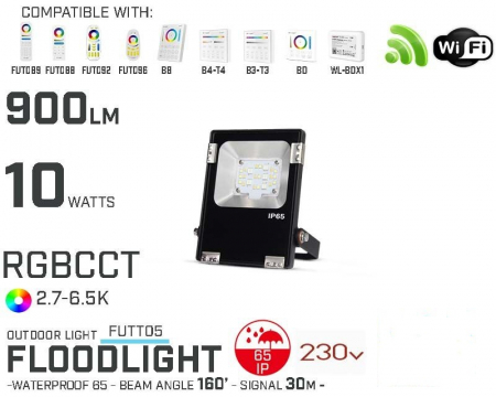 Lumina LED Miboxer & controler - PROIECTOR RGB + CCT 10W 230VAC FUTT05