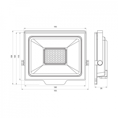 Proiector LED RICH LED ∙ 30W ∙ Negru ∙ 6400K [1]