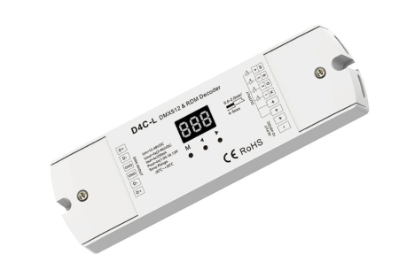 Controler Banda LED - Receptor de curent LED DMX512 - 4 canale - 12-48V DC 4x 350-1200mA 3-45V - Decodor DMX - D4C-L (350-1200MA)