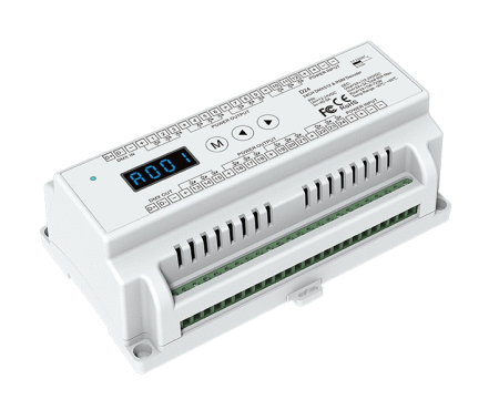 Controler Banda LED - Receptor LED DMX512 - 24 canale - 12-24V DC 24x5A - șină DIN - Decodor DMX - D24