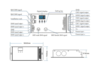 Receptor LED SPI (DMX512) - RGB - Pentru benzi digitale LED - 8A 5-24V DC - RJ45/XLR3 - DSA [2]