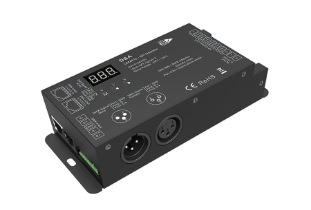 Controler Banda LED - Receptor LED SPI (DMX512) - RGB - Pentru benzi digitale LED - 8A 5-24V DC - RJ45/XLR3 - DSA
