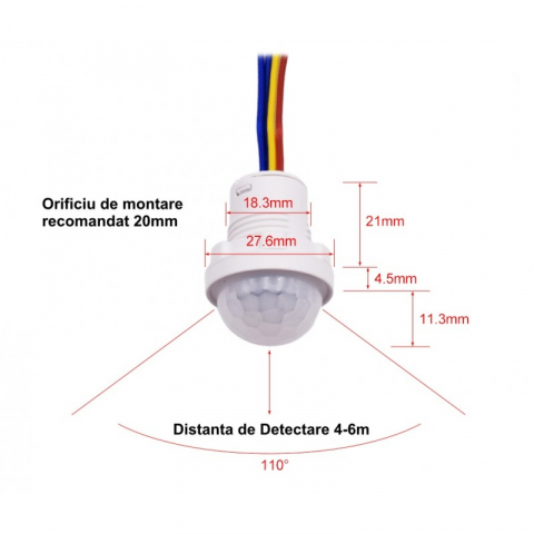 Senzor Pir 110-220V cu 4 Fire 28x37mm [2]
