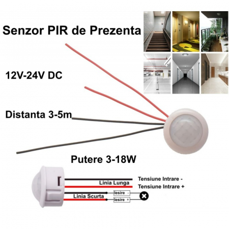 Senzori de miscare - SENZOR PIR 12-24V DC CU 4 FIRE 25X20MM