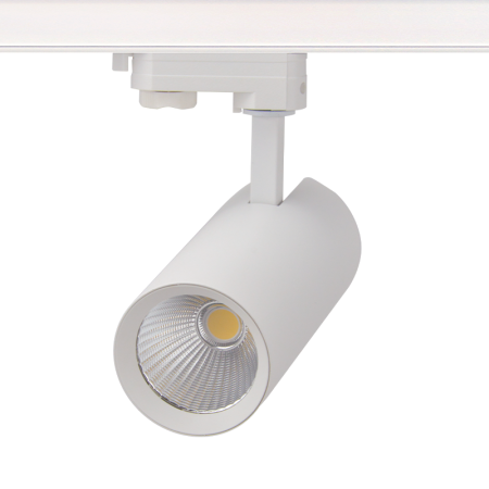 Corpuri de Iluminat Industriale LED - Spot LED pentru șină, alb mat, 27W, 3000K, trifazat, 36°, 3120LM, 230V AC, Ra80 Φ74*170MM