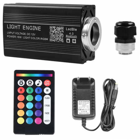 Lumini LED cu fibra optica - Sursa  fibra optica RGBW 12W cu aplicatie telefon si telecomanda RF