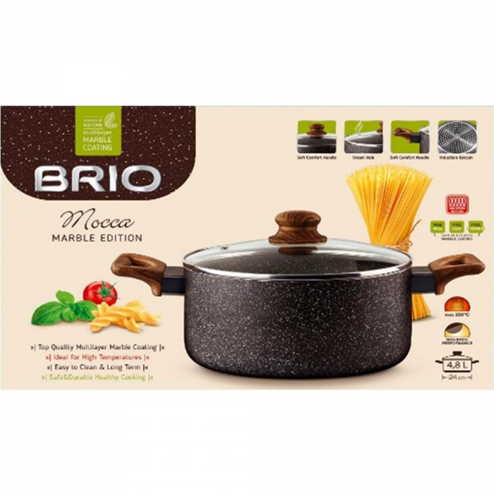 Cratita cu capac, 24 cm, 4.8 L, Mocca Marble [2]