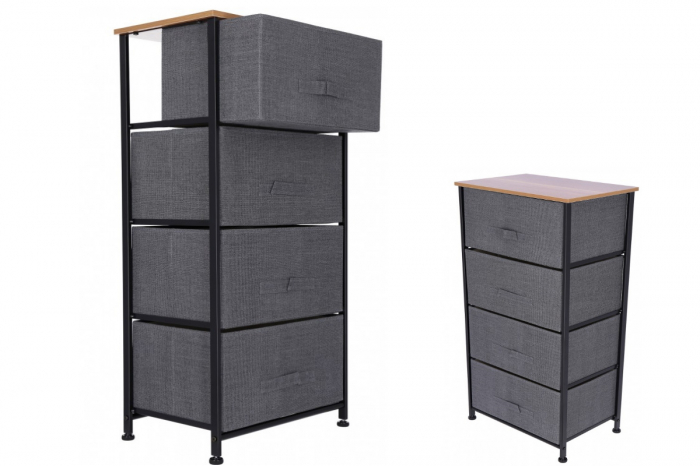 Comoda 4 sertare, 45 x 30 x 94 cm, Gri [2]