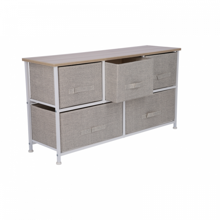 Comoda 5 sertare , 100 x 29 x 55 cm, Bej [2]