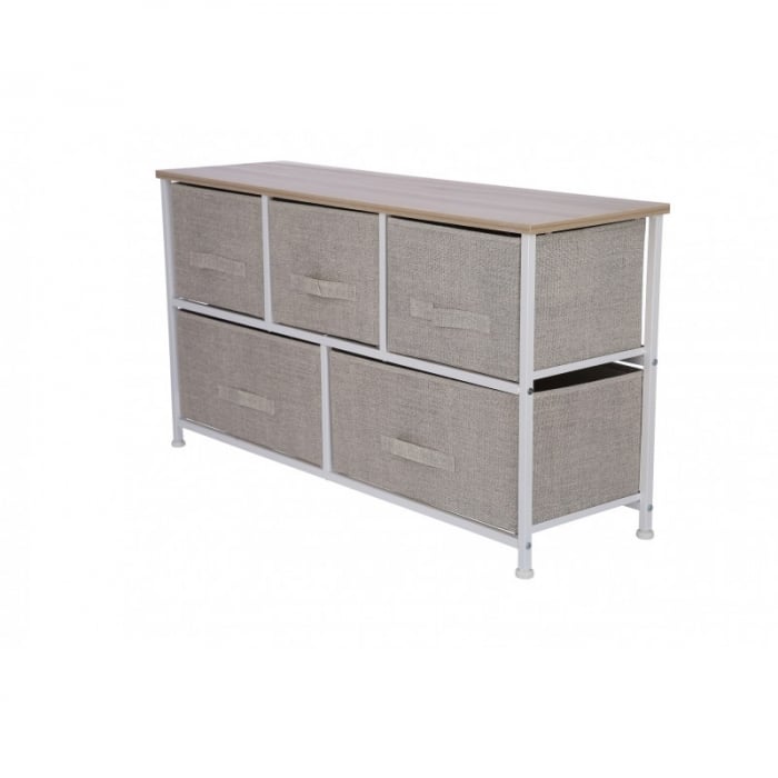 Comoda 5 sertare , 100 x 29 x 55 cm, Bej [4]
