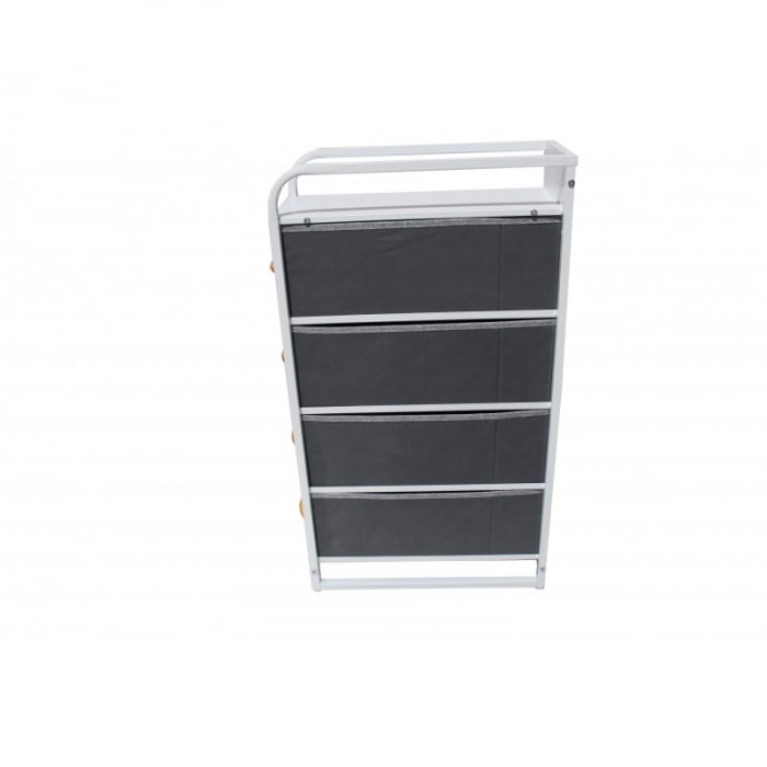 Comoda cu 4 sertare material textil, cadru metalic, blat MDF, 20 x 47 x 84 cm, Gri [4]