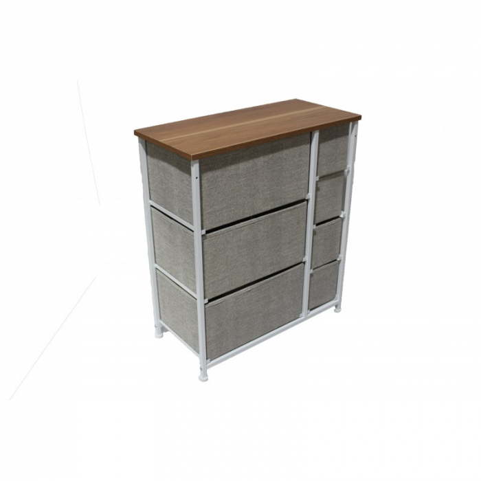 Comoda cu 7 sertare material textil, cadru metalic, blat MDF, 63.50 x 30 x 73 cm, Maro [5]