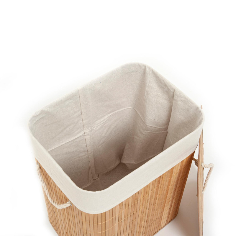 Cos pentru rufe, din bambus si material textil, 60 l, 40 x 30 x 50 cm, crem [3]