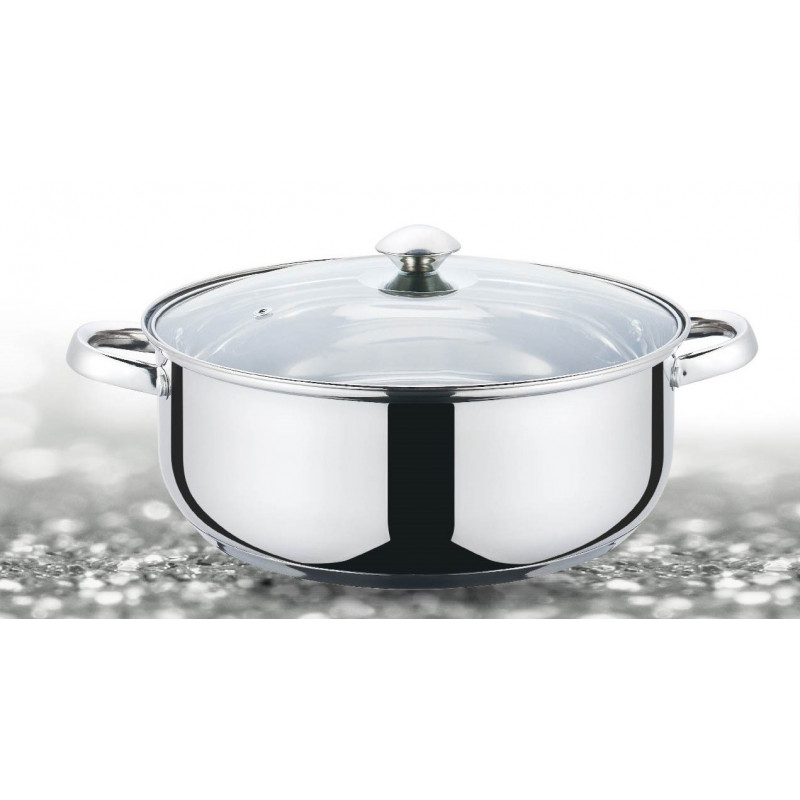 Cratita din inox , compatibila cu plita cu inductie, cu capac din sticla, 26 cm , 5 l , Grunberg GR3118 [2]