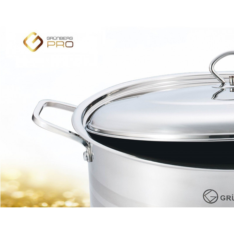 Cratita inalta, profesionala, cu manere groase nituite, cu capac din inox, 36 cm, 20 L [2]
